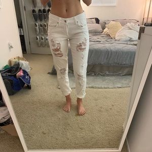 Lucky brand white distressed boyfriend jeans